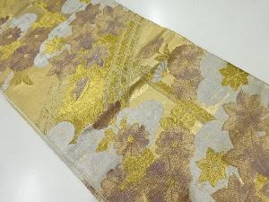 アンティーク　橋に楓・菊模様織出し袋帯（材料）